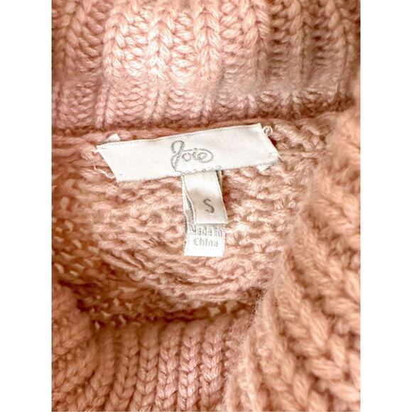 Joie Women's Cable Knit Cowl Neck High Low Pullover Sweater Blush Pink Sz Small - Picture 7 of 11